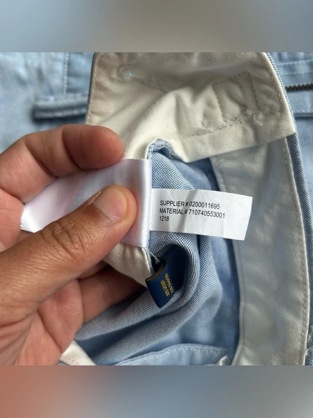 Polo Ralph Lauren Shorts Mens 42x9 Chambray Oxford Light Blue Classic Fit Chino
